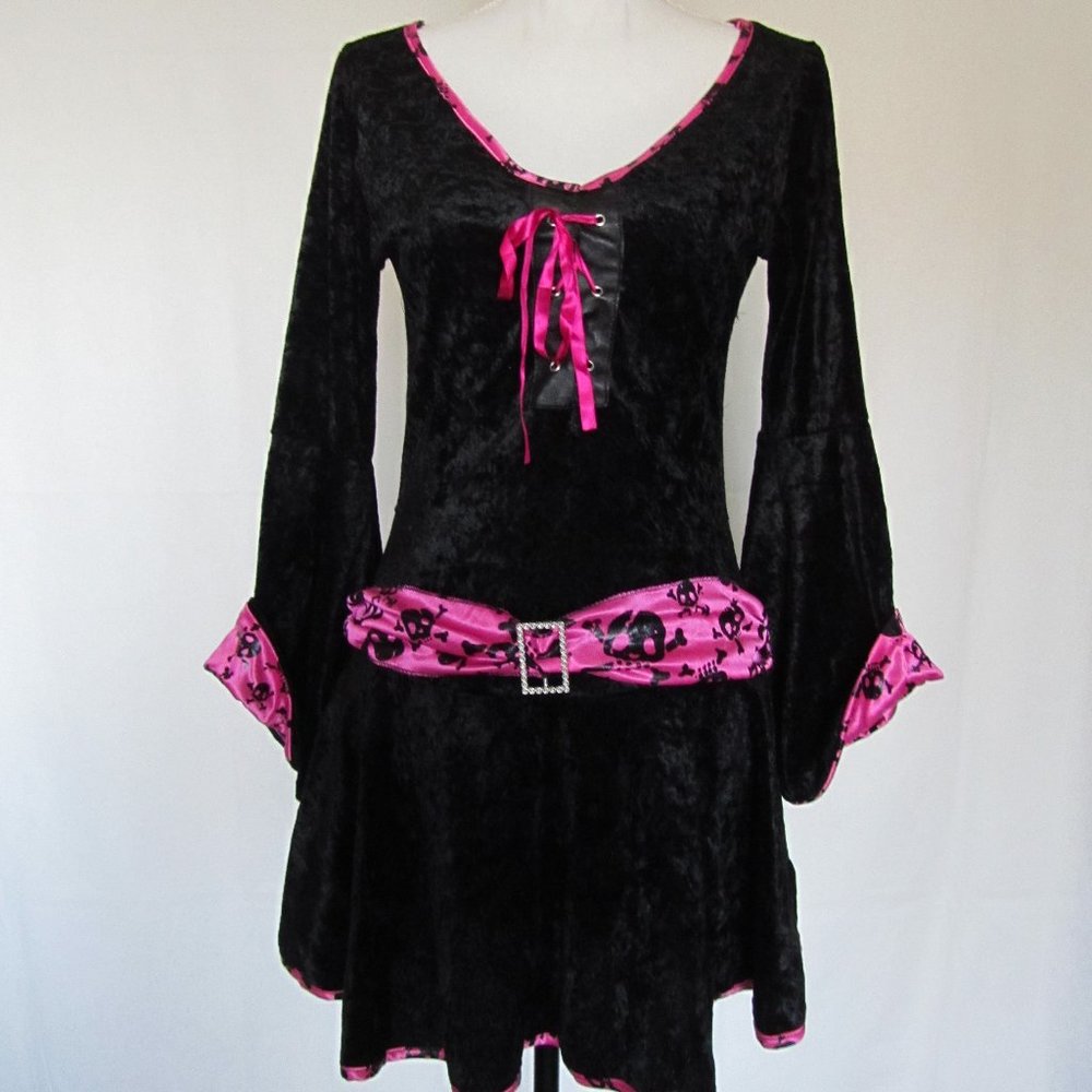 New Skull Witch California Costume Collection Women’s Dress Black Velvet L